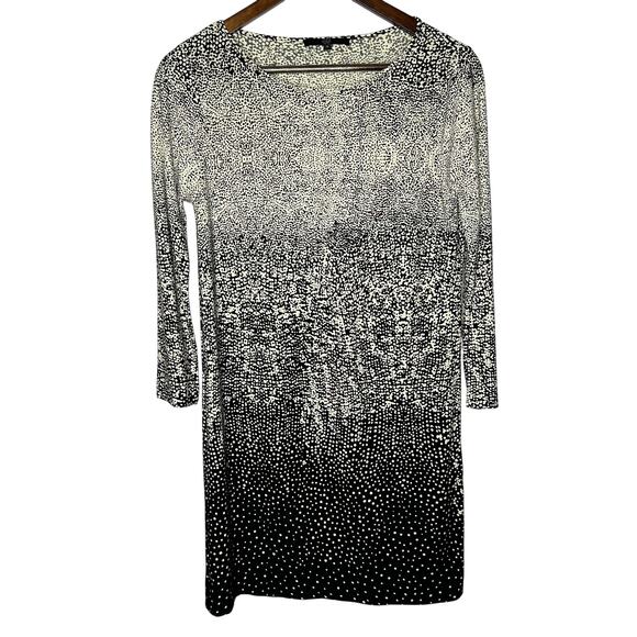 Tibi Ombre Splotched Polka Dot Shift Black White Small Semi Formal 3/4 Sleeve - Picture 1 of 6